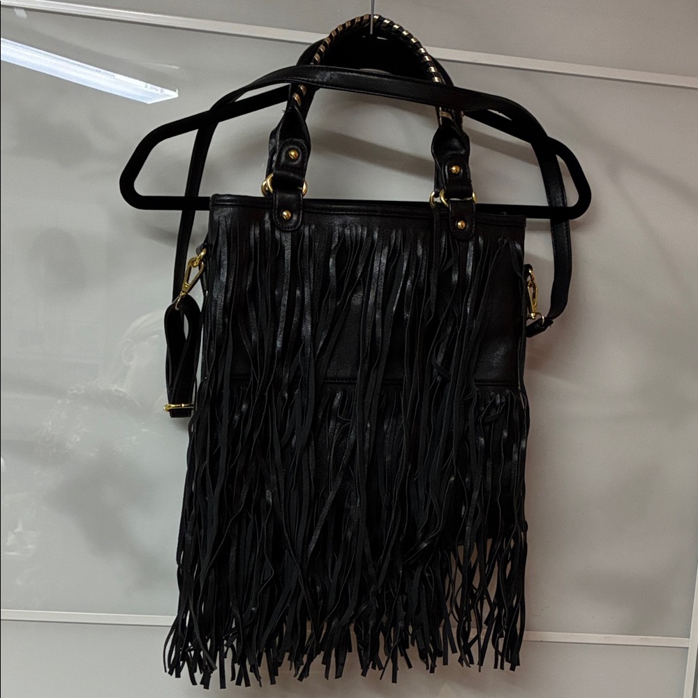 Black Fringe Women's Bag